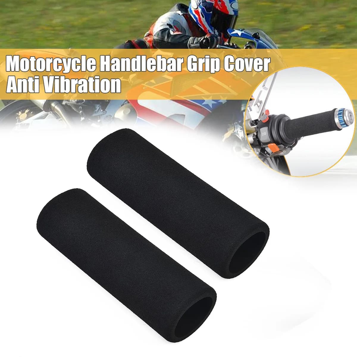 2 poignées de guidon en mousse Anti-Vibration pour moto, housses à enfiler pour un confort de condui