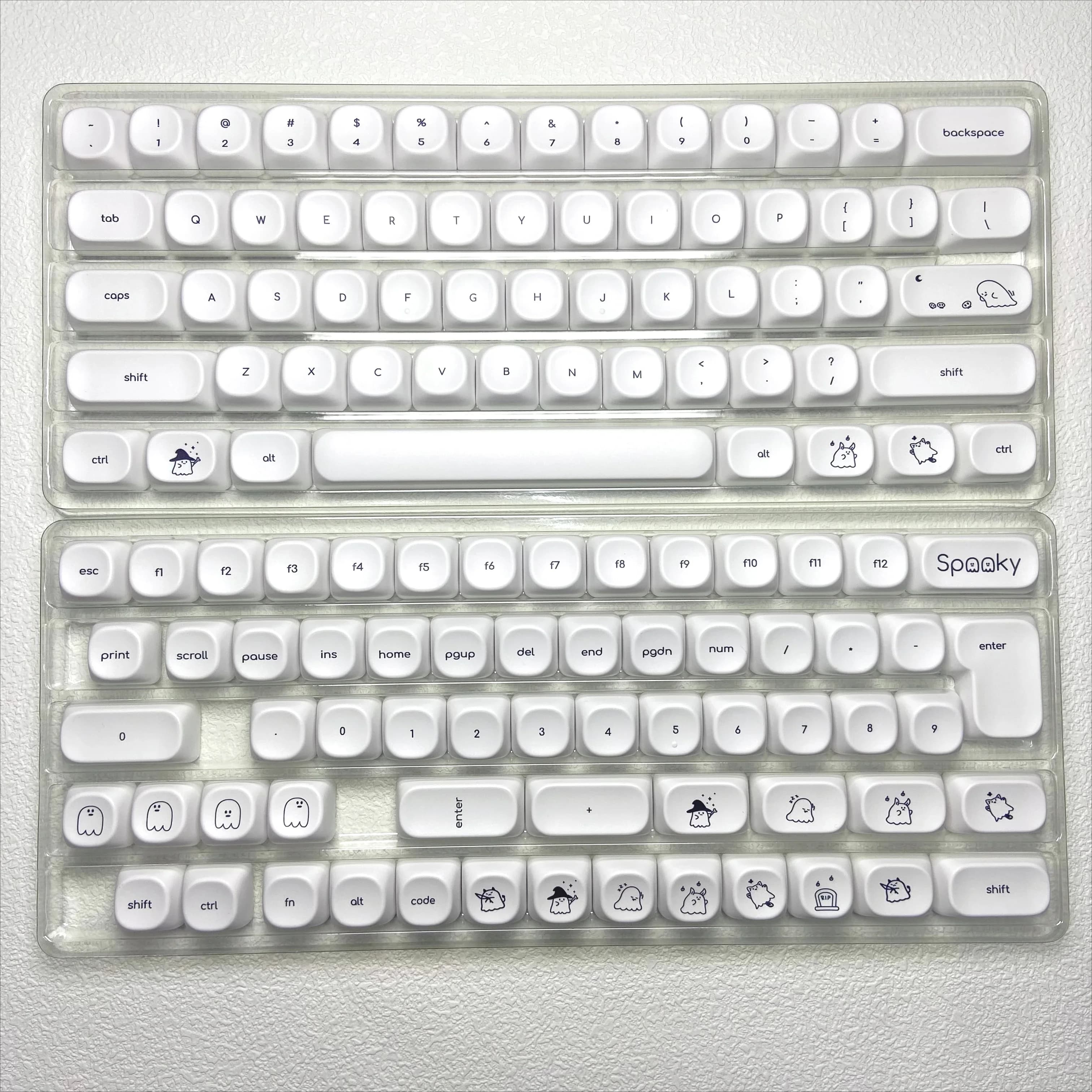 Capuchons de touches de clavier en PBT, motif fantôme mignon, profil MOA, blanc, personnalisé, pour 