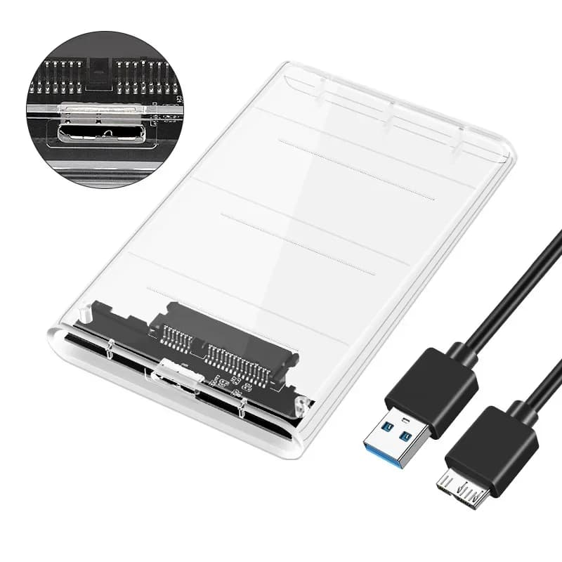 Boîtier transparent pour disque dur, adaptateur SSD SATA vers USB2.0 type-c, boîtier de disque dur e