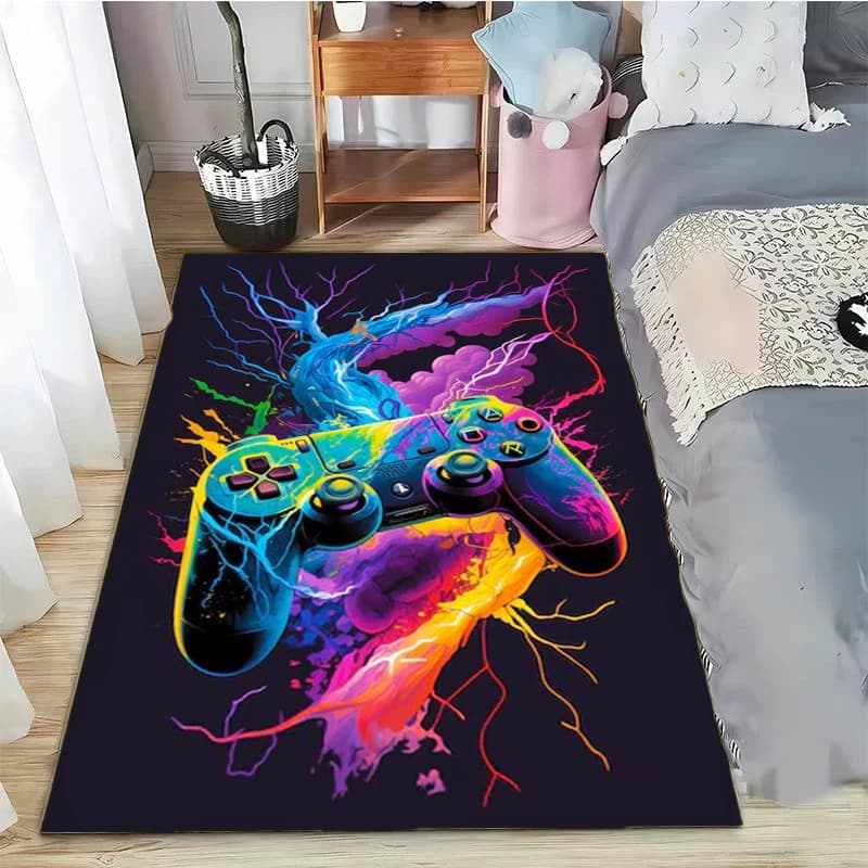 Tapis de jeu pour chambre de garçon, tapis de jeu avec design de manette, tapis pour salle de jeu, c