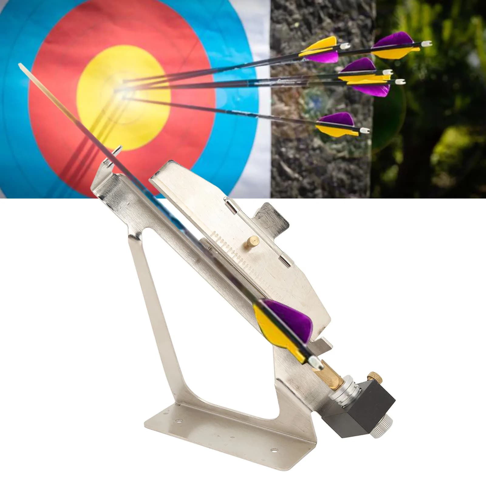 Nouvel outil de fletting de tir à l'arc, gabarit de fletting, échelle claire en acier inoxydable, bâ