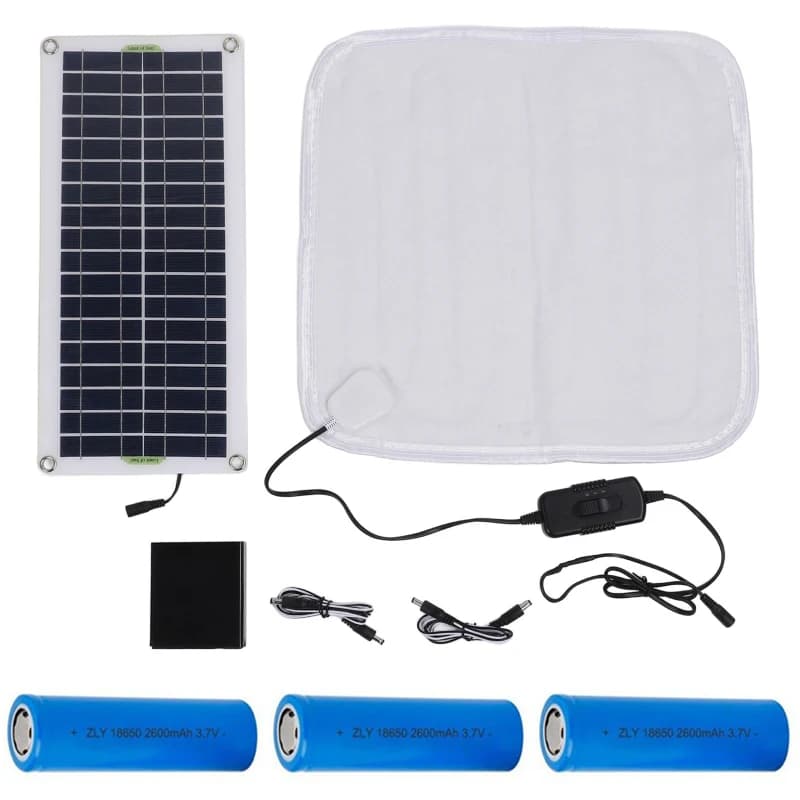 Coussin chauffant solaire pour animaux de compagnie, batterie 18650, 12V, 50W, panneau solaire, chau