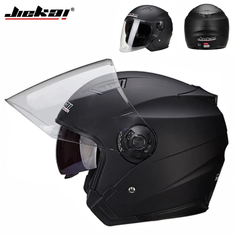 JIEKAI Moto demi casque hommes double lentille Scooter Moto Casco Village équitation Capacete De Mot