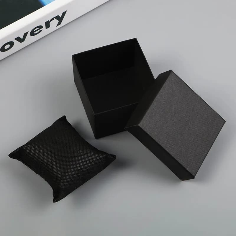 Boîtes d'emballage et d'affichage de montres, boîtes noires cadeaux, boîtes décoratives en papier po