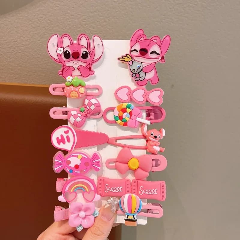 14 pinces à cheveux Disney Stitch pour filles, accessoires de coiffure mignons pour bébés filles, pi