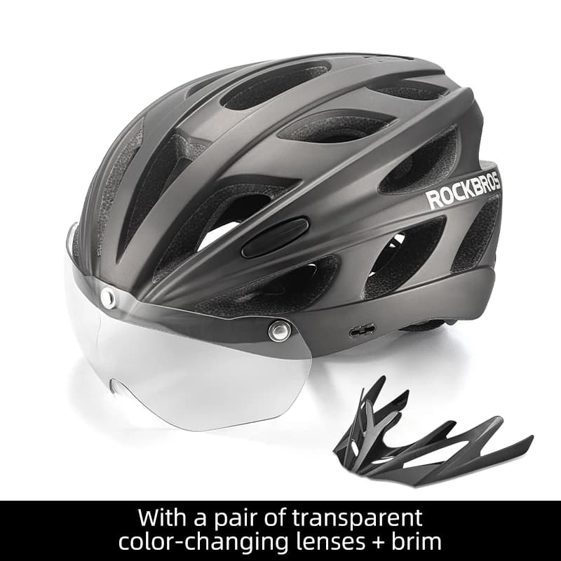 ROCKBROS casque de vélo avec visière photochromique à lentille coupe-vent casque de vélo adulte vtt 