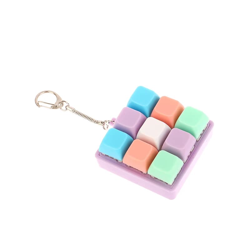 9 touches clavier de forme carrée Keycaps porte-clés Fidget jouet fête soulagement du Stress bricola