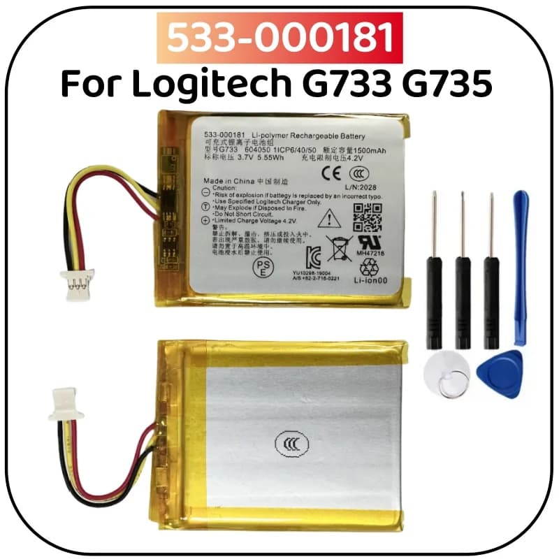 Batterie de remplacement originale 1500mAh 533 – 000181, pour casque d'écoute de jeu sans fil Logite