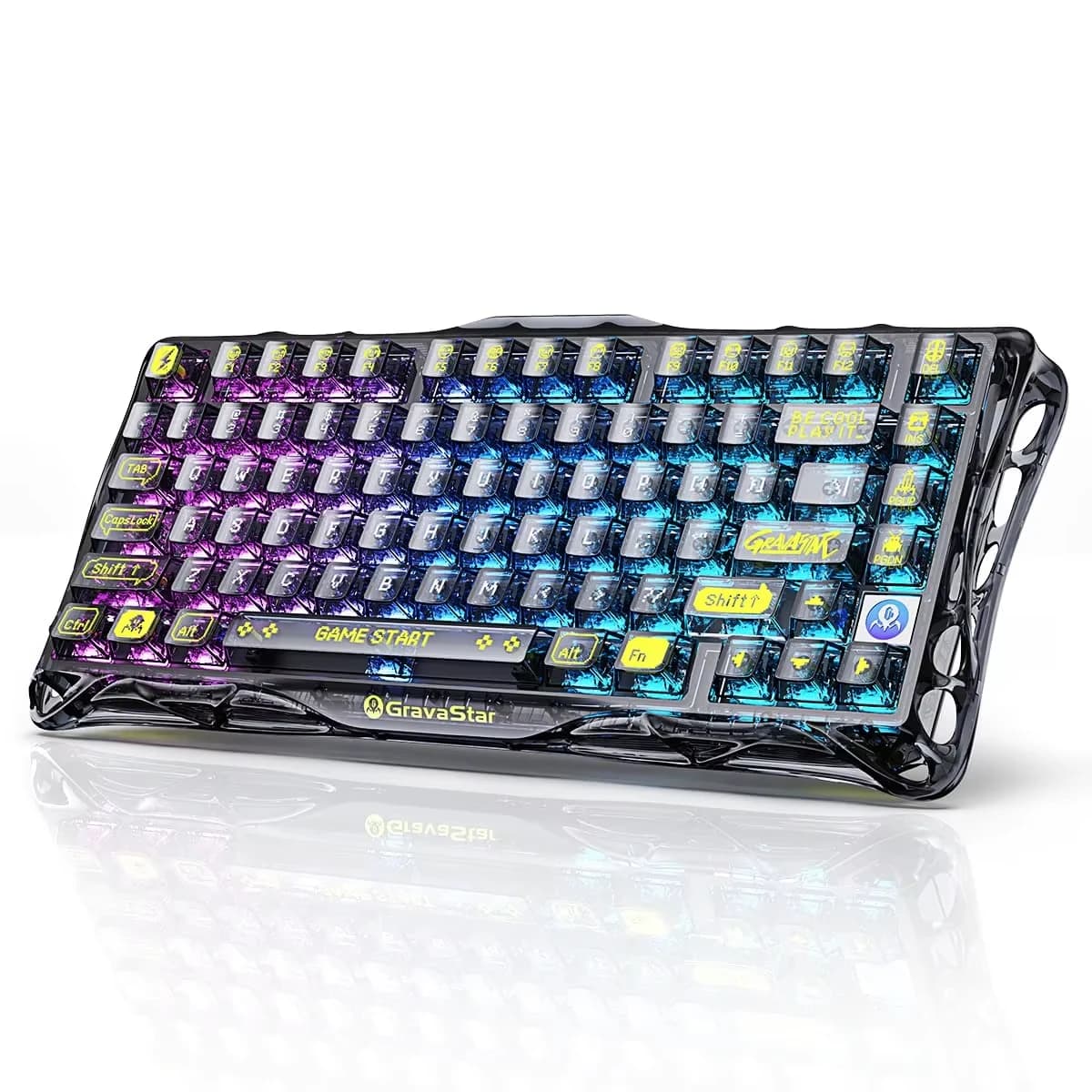 Grava Star Mercury K1 clavier mécanique de jeu sans fil 79 touches Bluetooth 2.4G filaire rvb Hotswa