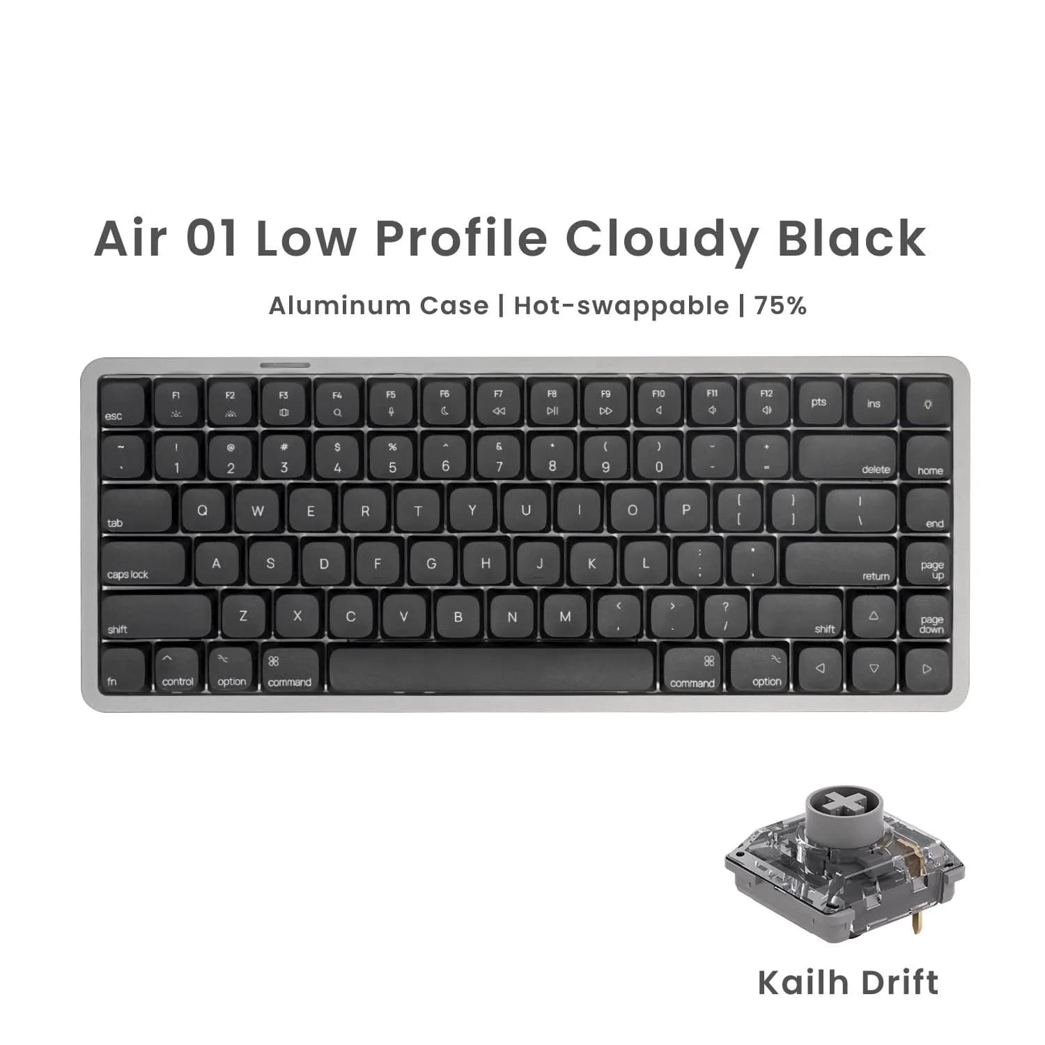 Clavier mécanique Akko Air 01 75% 84 touches, disposition Mac, personnalisable, profil bas, échangea