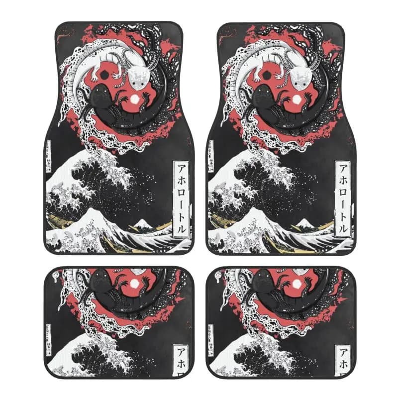 Tapis de sol de voiture japonais Wave Yin Yang, ajustement universel, doux, imperméable, antidérapan