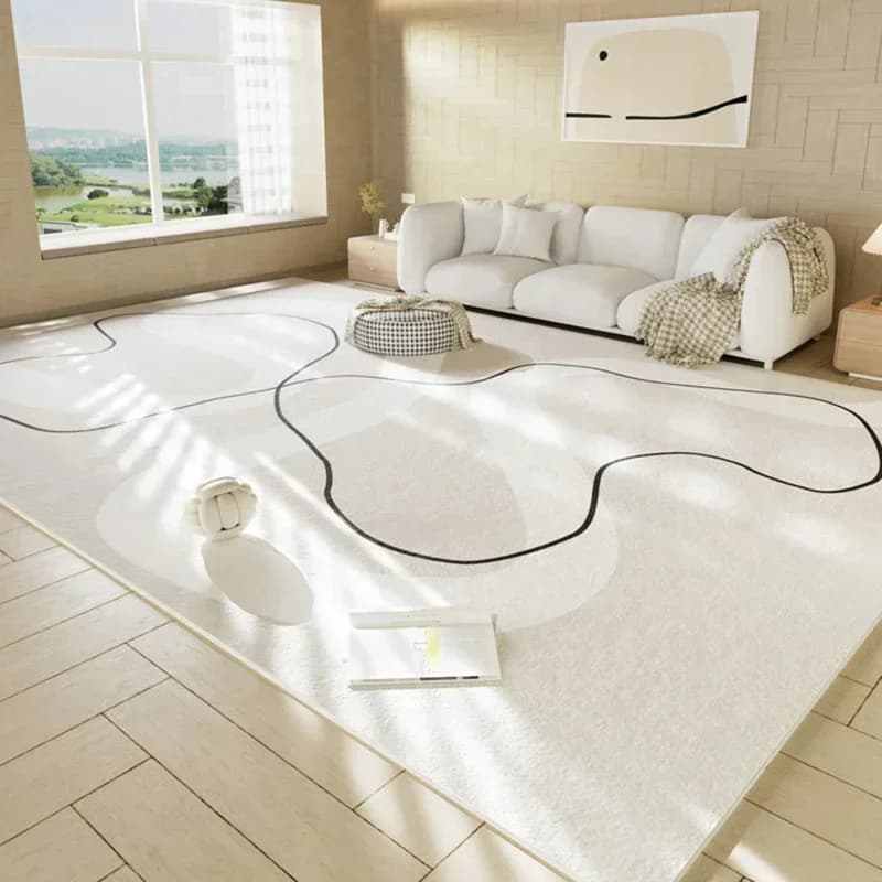 Tapis japonais en peluche doux et moelleux, tapis simple pour salon, maison, polymères non ald lavab