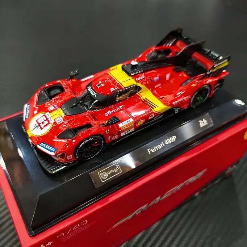 Bburago 1:43 Ferrari 499P 24h Endurance Race, modèle de voiture de course en alliage, voitures de sp