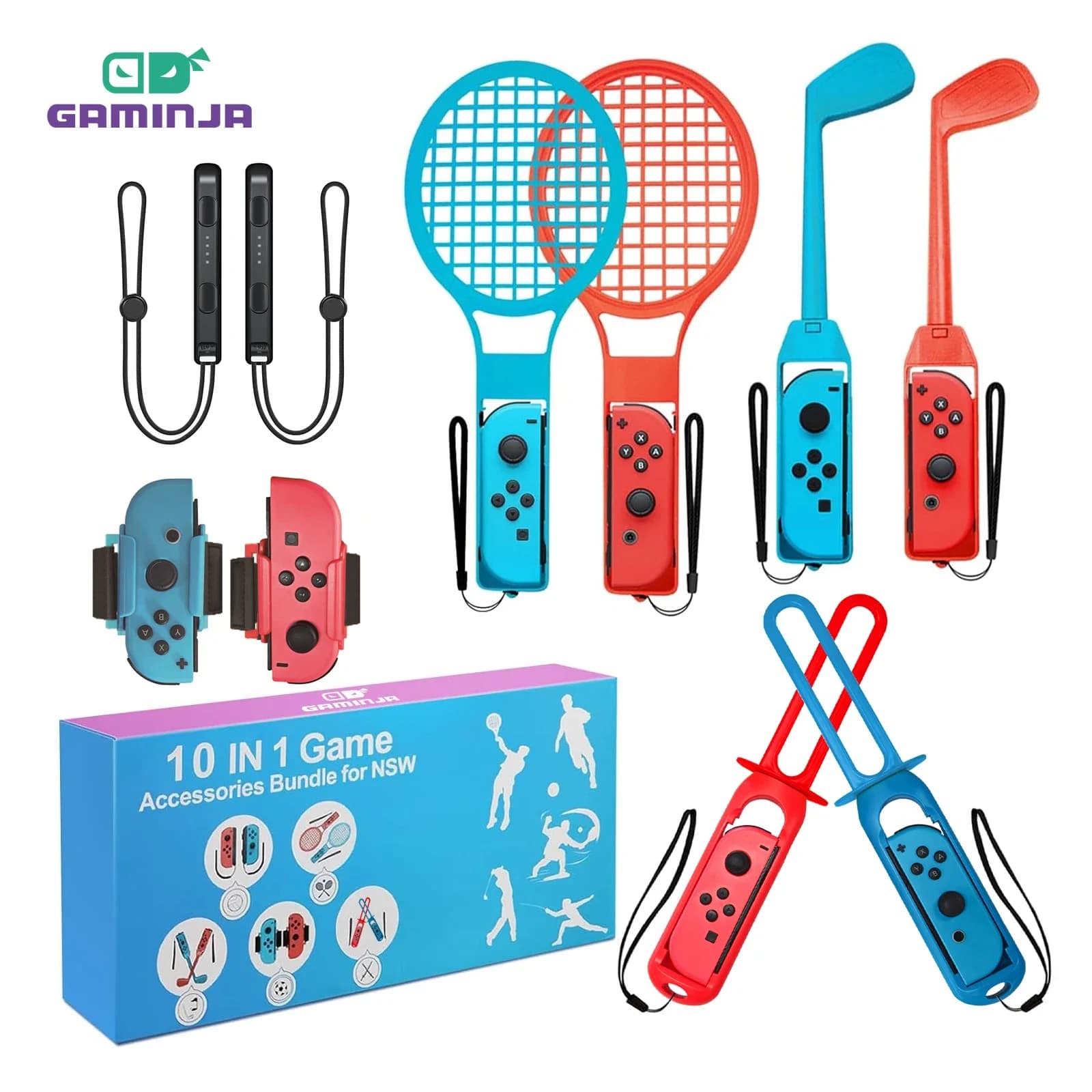 Ensemble d'accessoires de sport 10 en 1 pour Nintendo Switch, Kit d'accessoires de sport de jeu Oled