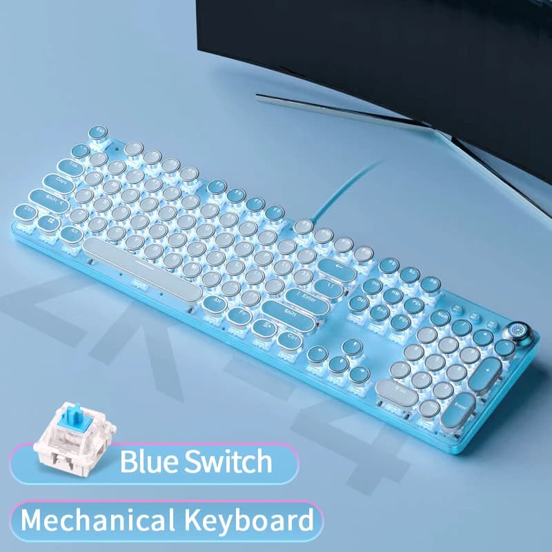 Clavier mécanique pleine grandeur à 104 touches avec interrupteurs bleus, conception ergonomique, An
