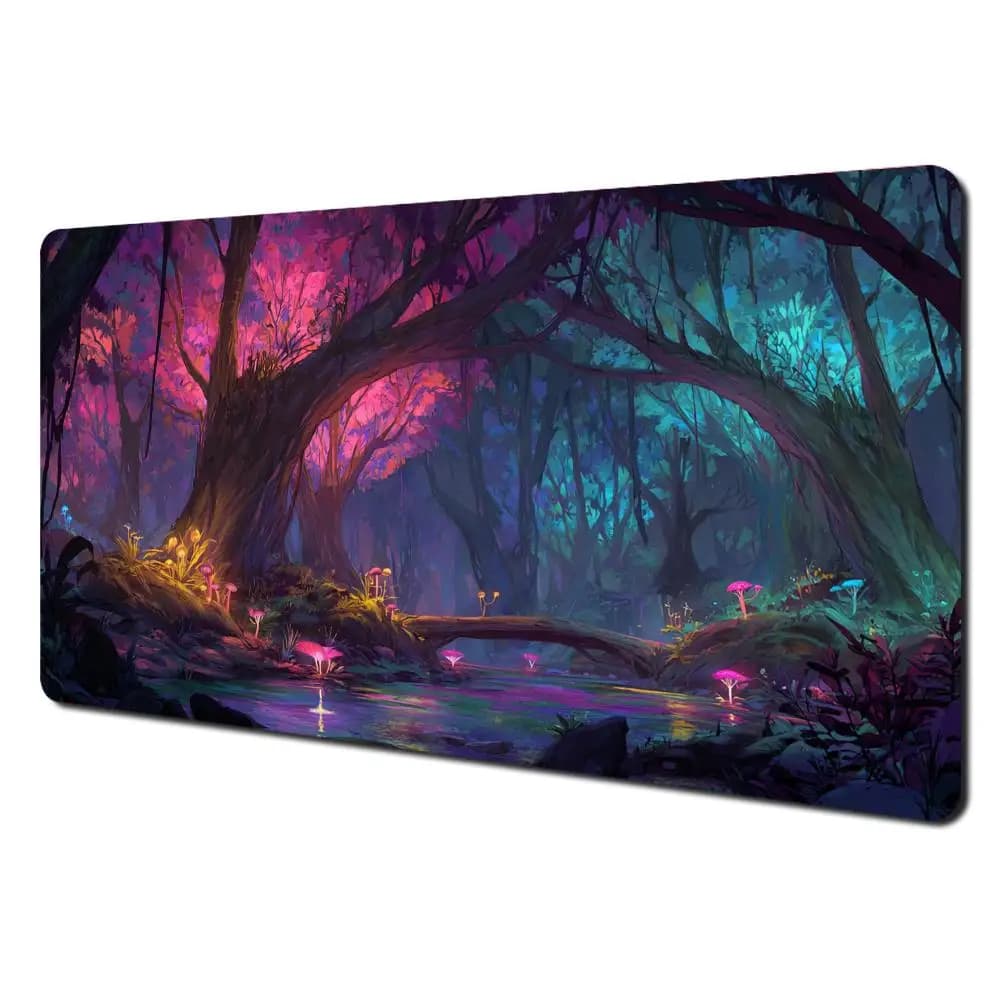 Tapis de jeu MTG sur le thème du Royaume Secret de la Forêt, tapis de combat pour cartes magiques, 3