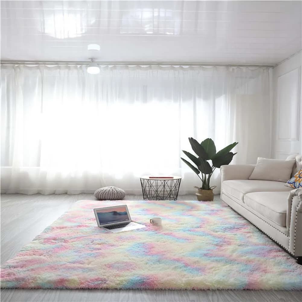 Tapis pour enfants, couleurs arc-en-ciel, pour filles, pour salon, grands tapis doux pour chambre à 