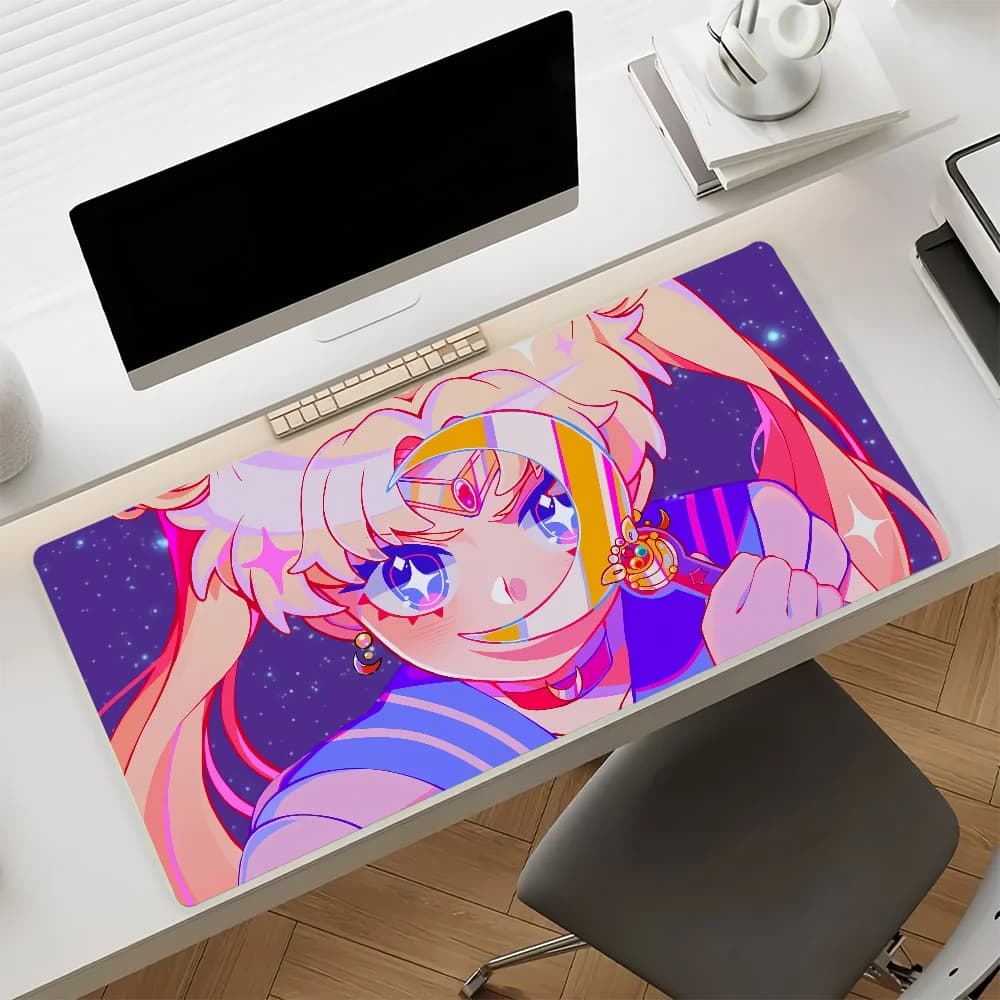 Tapis de souris mignon de dessin animé S-Sailor M-moon-S, tapis d'ordinateur antidérapant en caoutch