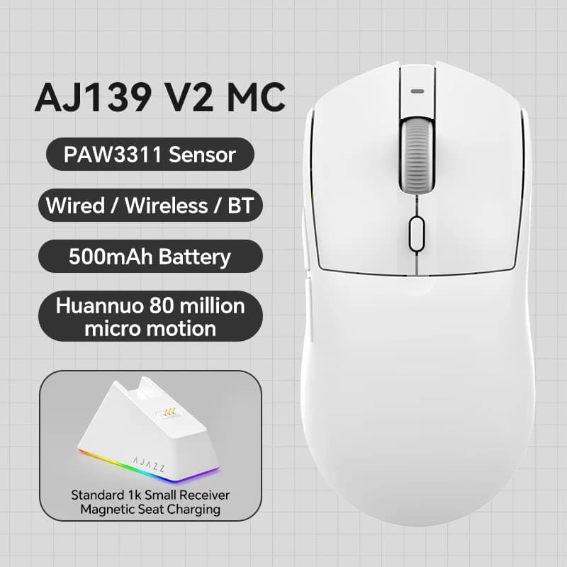 AJAZZ AJ139 V2 MC PAW3311 souris de jeu sans fil avec Base de charge magnétique rvb 24000DPI souris 