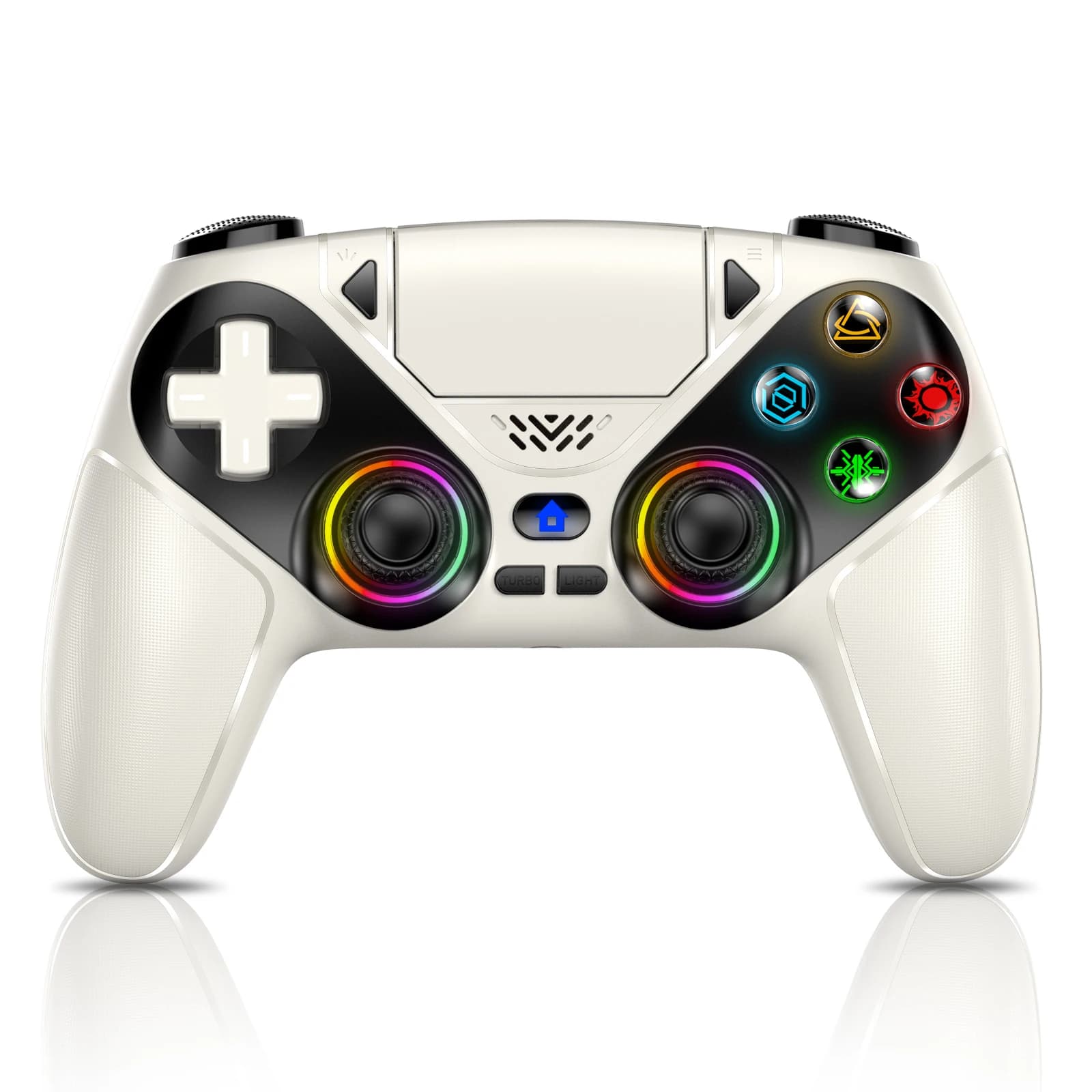 Manette de jeu sans fil RGB, pour Playstation 5/PS5, avec programmation de vibration Turbo Dual Sens
