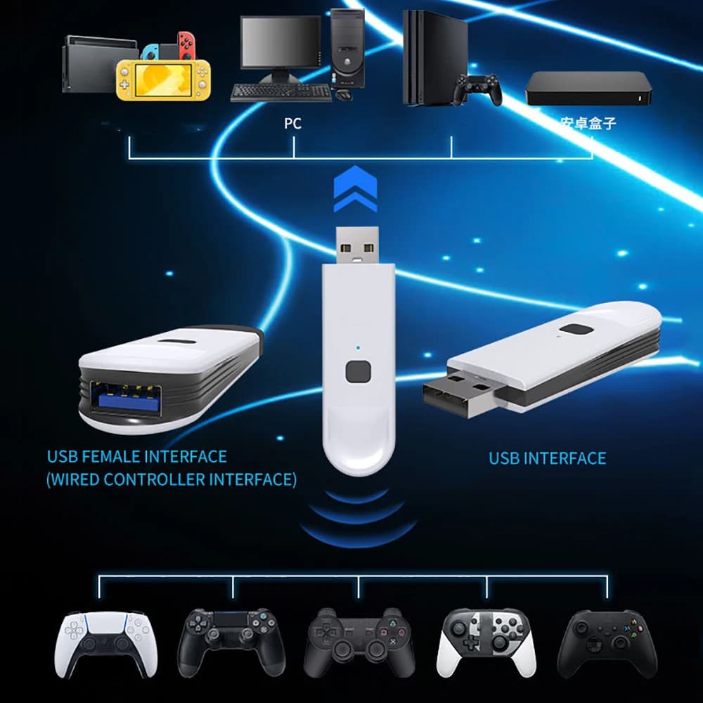 Adaptateur récepteur USB pour Console PS3/PS4/PS5/XBOX ONE S/SWITCH PRO, contrôleur sans fil Bluetoo