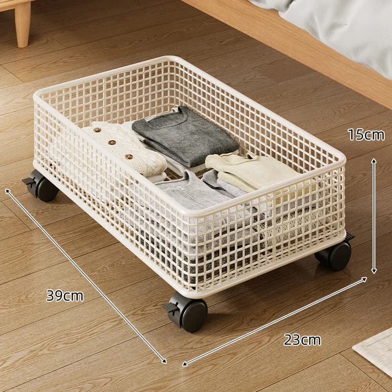 Boîte de rangement plate sous le lit avec roulettes, étagère de rangement d'armoire extractible pour