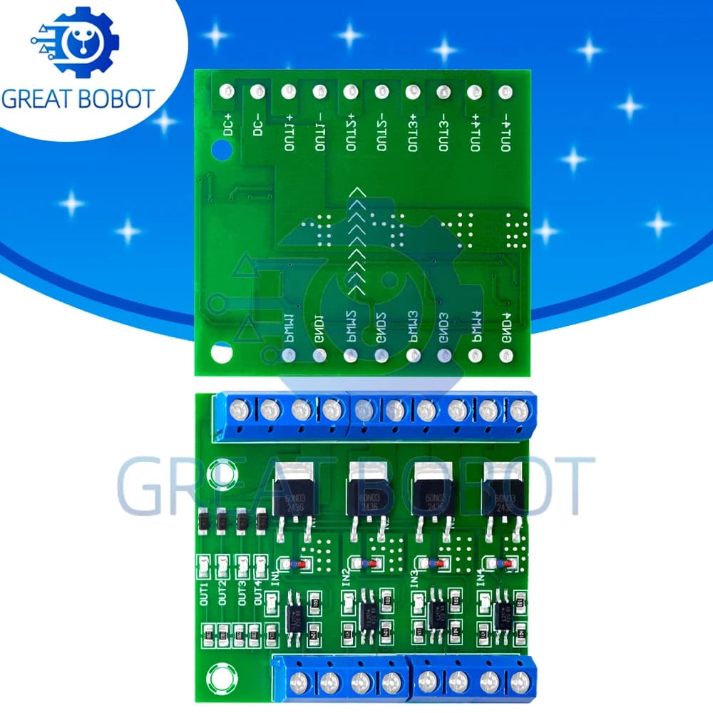 Carte de commande de commutateur à déclenchement par impulsions à 4 canaux MOSFET avec PWM et isolat