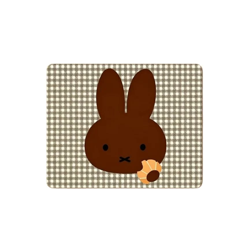 Tapis de souris moyen à pois avec motif lapin Miffy, mignon, pour bureau, ordinateur portable, clavi