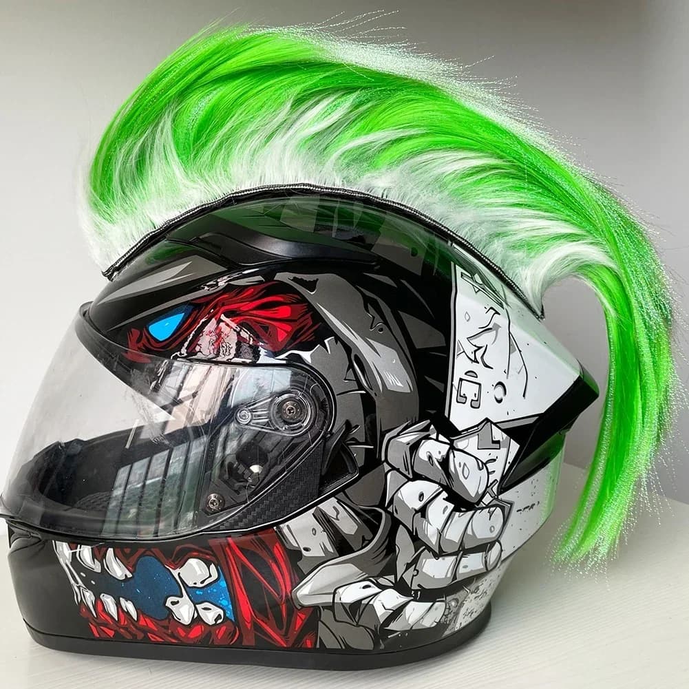 Personnalité créative moto casque électrique décoration Mohawk perruque moto casque accessoires auto