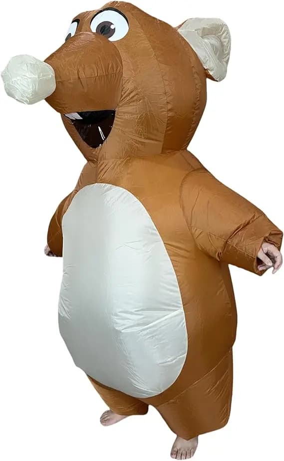 Costume de souris grise gonflable pour adultes, tenue amusante pour fête d'Halloween, combinaison de