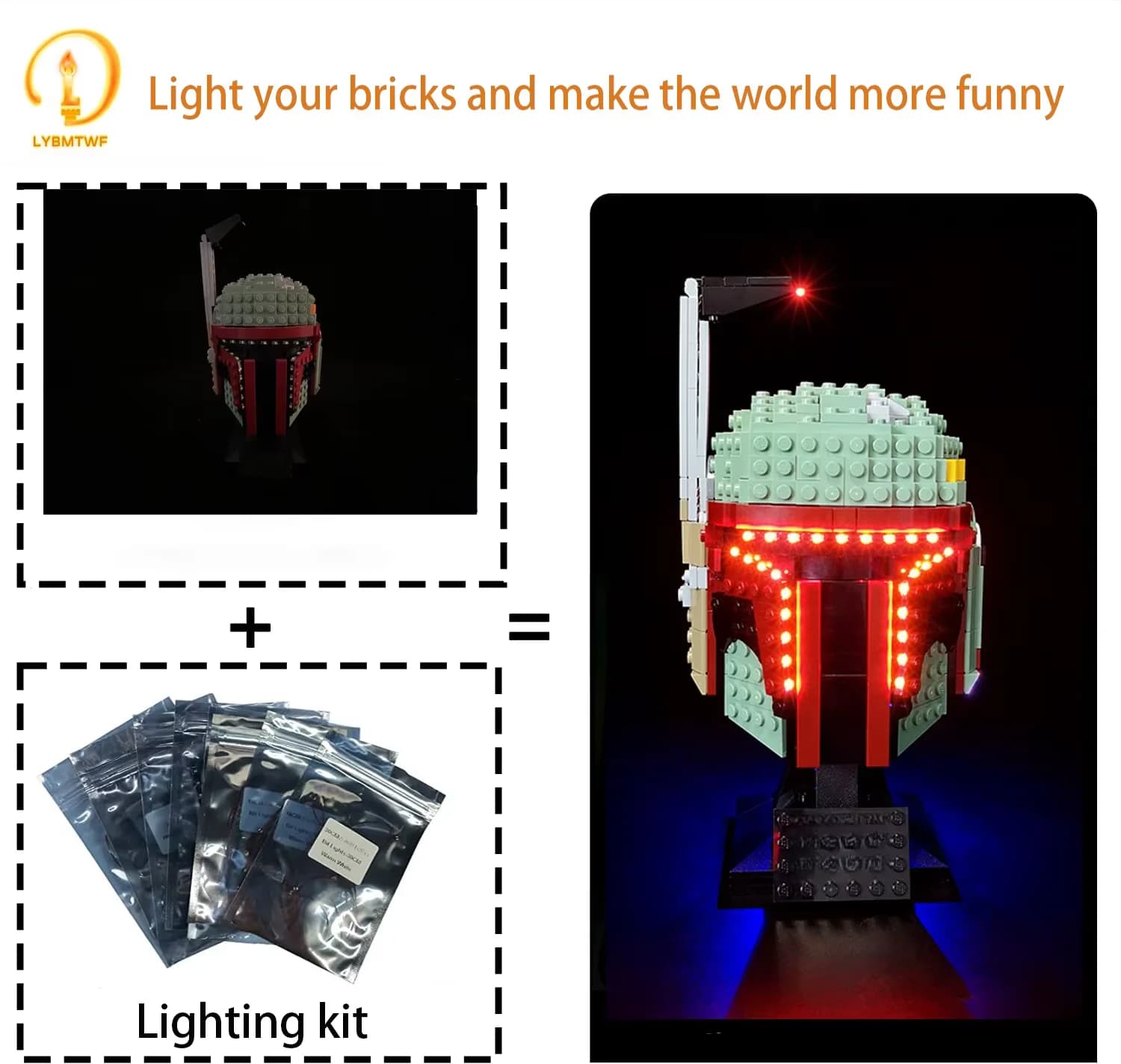 LYBMTWF Kit d'éclairage LED compatible avec le modèle de casque Lego 75277 Boba Fett (modèle non inc