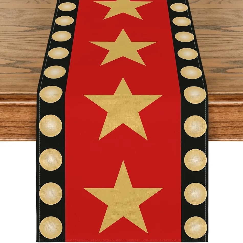 Chemin de Table étoile dorée rouge de nuit de film-tapis rouge multi-tailles décor de fête à la mais