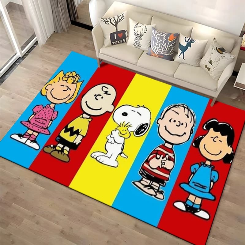 Tapis imprimé HD Snoopy, tapis de sol pour salon, décoration de la maison, tapis de sol pour enfants