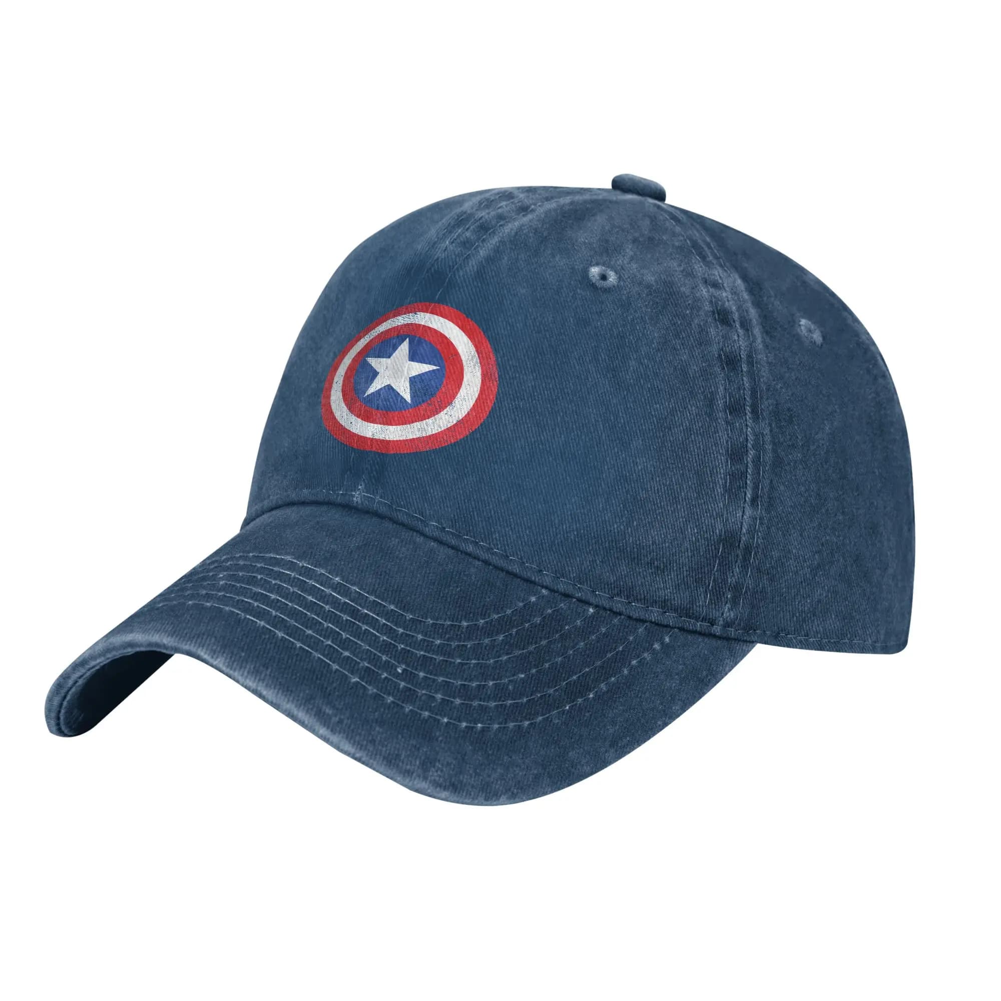 Casquette de baseball Captain America Shield effet vieilli, casquette snapback classique en jean vie