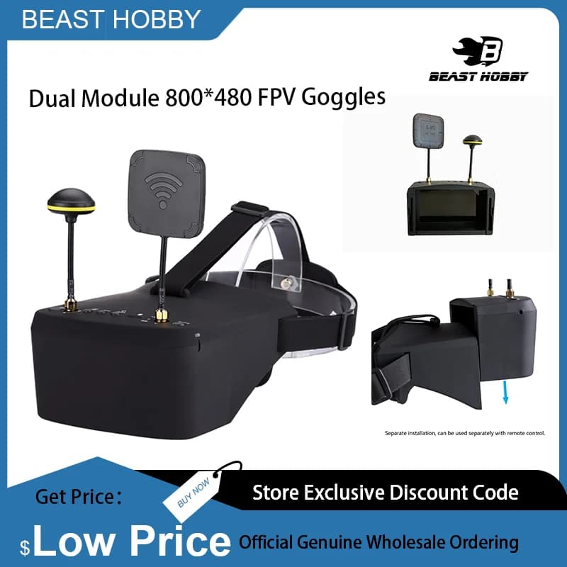 Lunettes FPV EV800D 5.8G 40CH Diversity 5 pouces 800*480 avec DVR HD pour drones de course et micro-