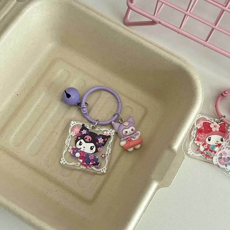 Porte-clés Hello Kitty en acrylique, mignon, style anime, accessoires pour sacs à dos, fournitures p
