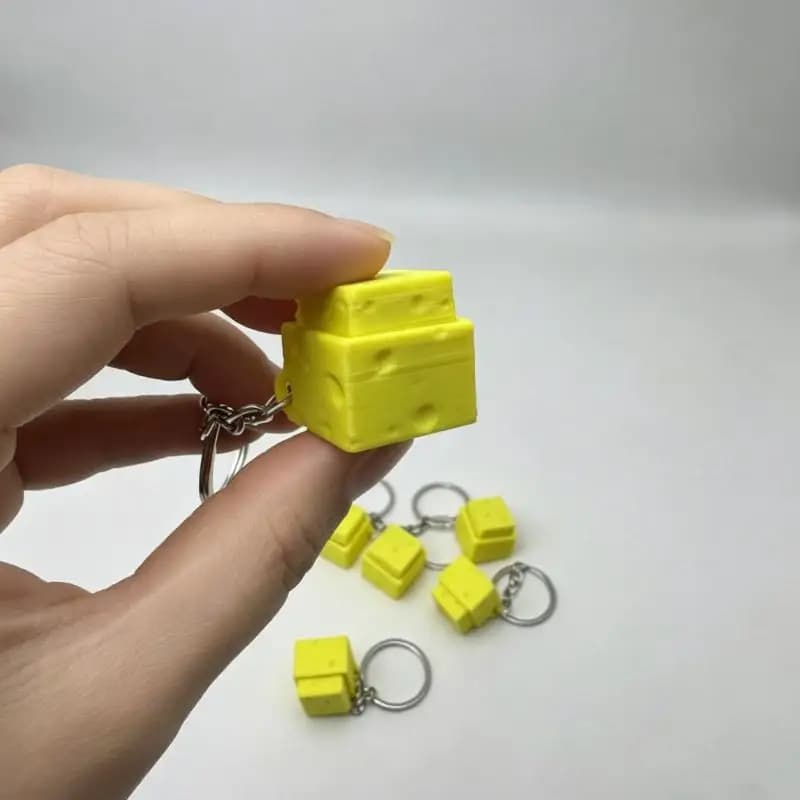 Mini porte-clés en forme de bouton de clavier en forme de fromage, anti-stress, jouet sensoriel, pen