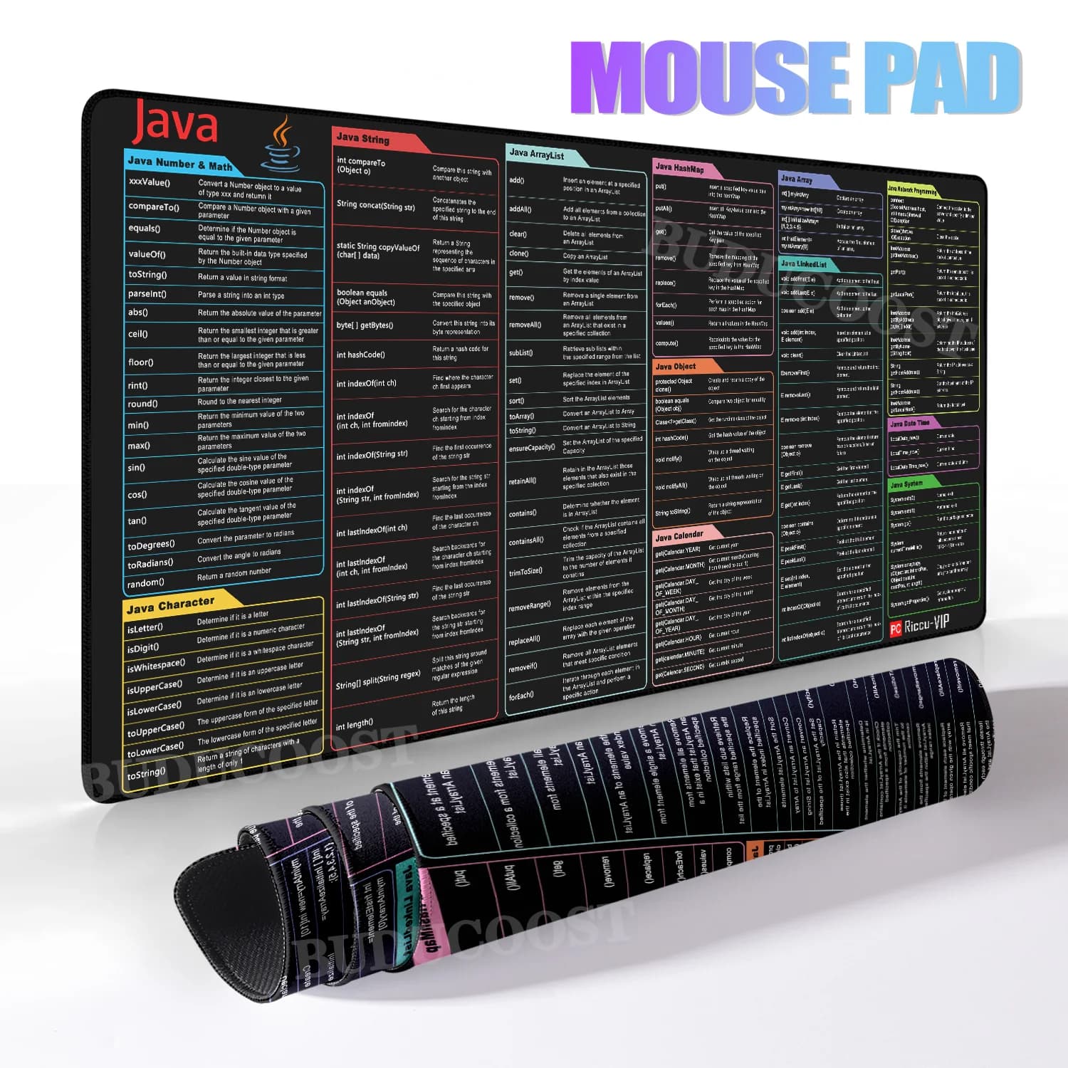 Tapis de souris de programmation Java, grands raccourcis étendus, pour clavier, feuille de triche, a