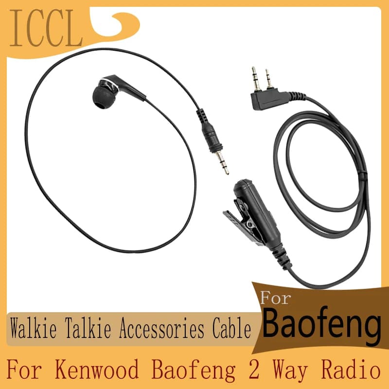 Accessoires pour talkie-walkie intra-auriculaires, câble détachable, 2 broches, micro PTT, câble dét