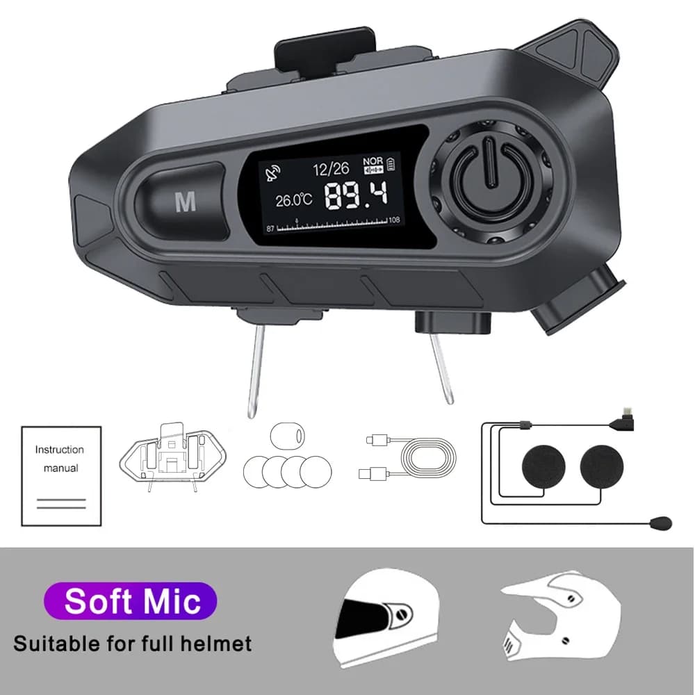Casque de Moto casque sans fil appel mains libres étanche BT 5.3 casque de Moto avec Radio FM grand 