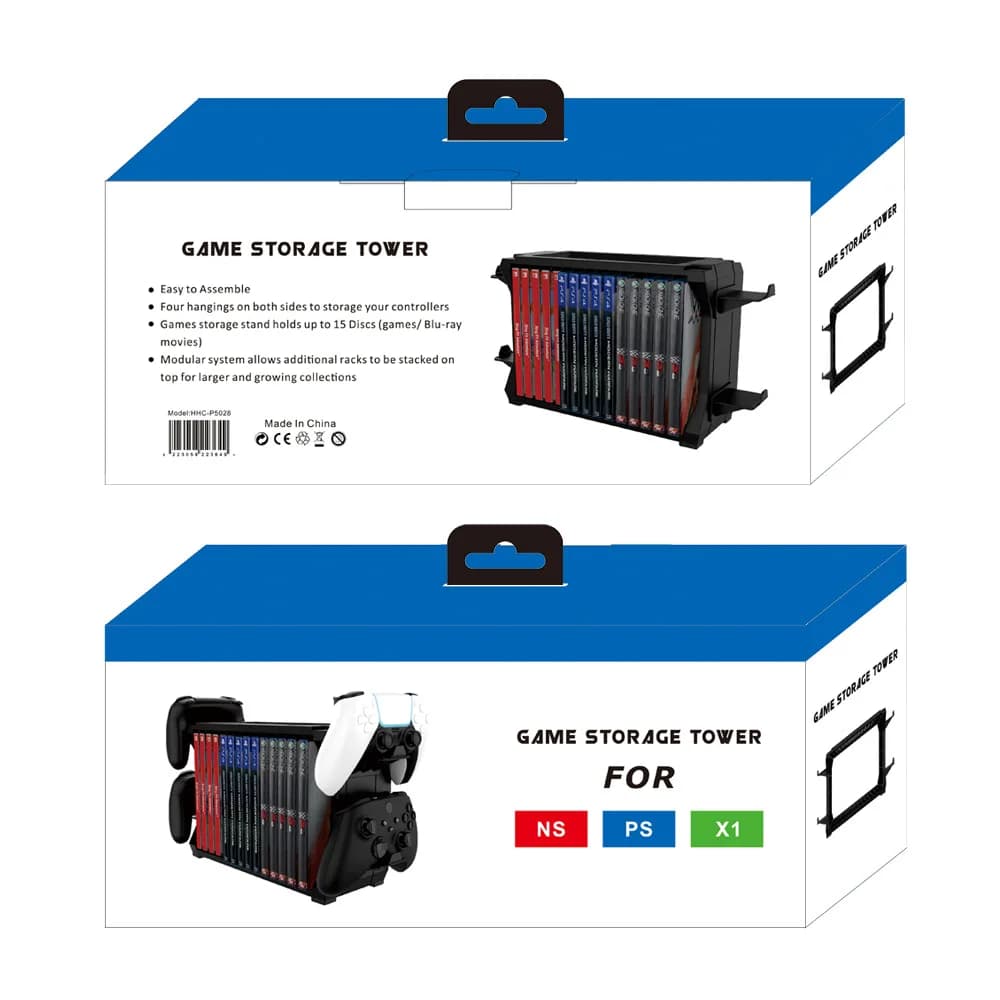 Support de rangement pour disques de jeux PS5 et support de manettes pour Xbox Series X/Nintendo Swi