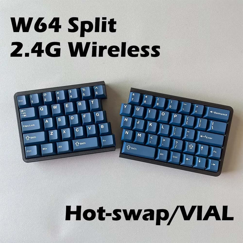 W64 – clavier mécanique ergonomique divisé 2.4G, sans fil, échange à chaud, flacon de clé pris en ch