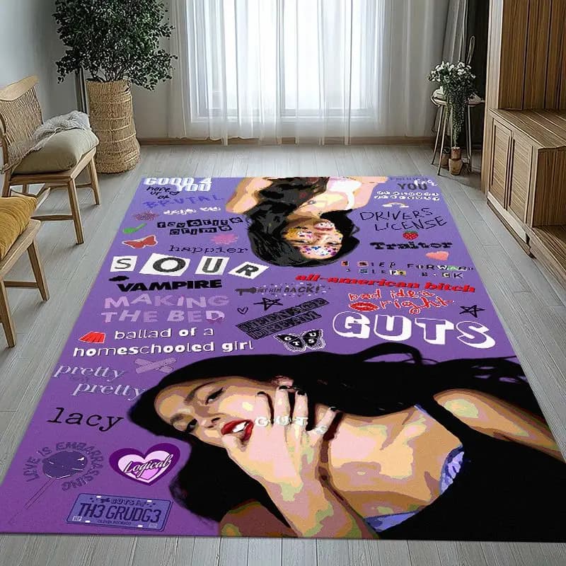 Tapis de salon antidérapant Singer OR Olivia Rodrigo SOUR GUTS, tapis doux pour chambre à coucher, s