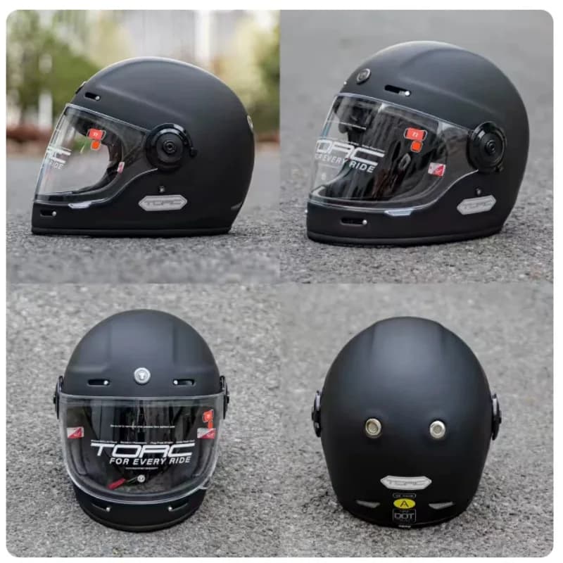 Casque de moto rétro TORC, casque de moto pour homme, casque de motocross vintage, casque intégral, 