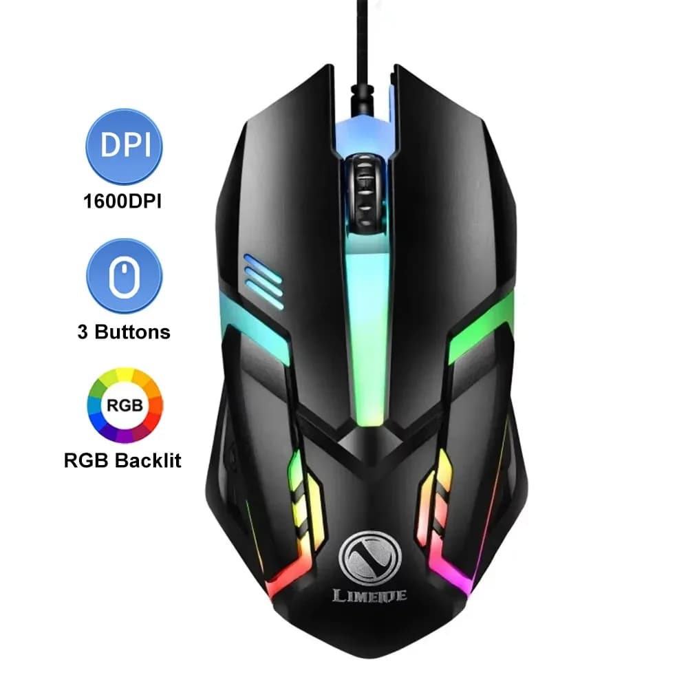 KEBIDUMEI – souris de jeu filaire, rétroéclairée RGB, 3600DPI, 4 niveaux réglables, 6 boutons, ergon