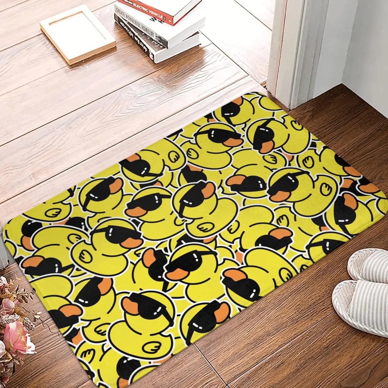 Tapis de porte de canard de dessin animé coloré, pour salle de bain, chambre à coucher, balcon, port