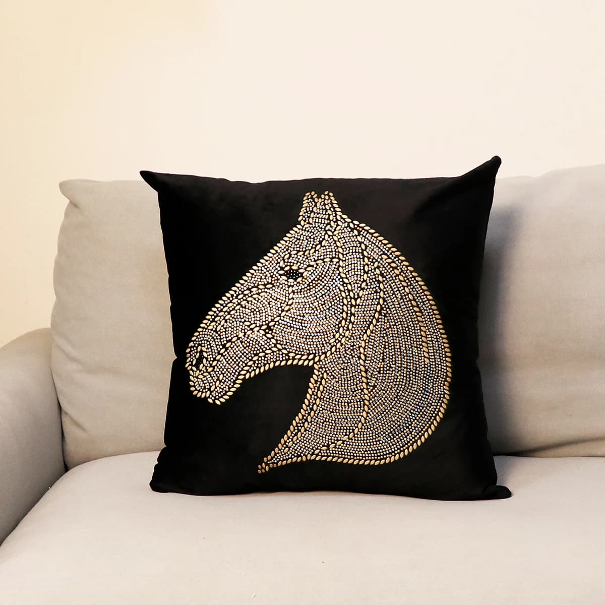 Housse de coussin en velours de luxe, taie d'oreiller cheval marron, moderne, 45x45, 50x50, décorati