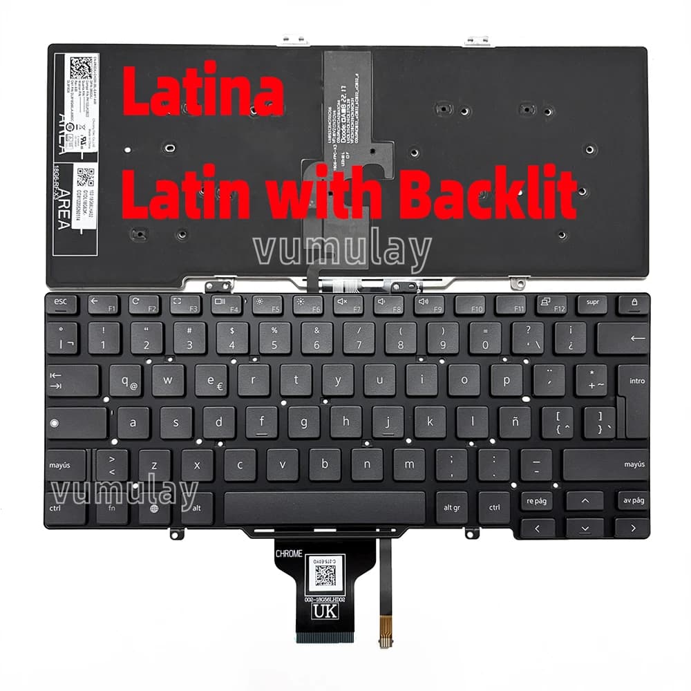 Clavier rétroéclairé espagnol/AZERTY pour DELL Latitude 5400 chromé P98G P98G005 7400 0Y1F5W SG-9740