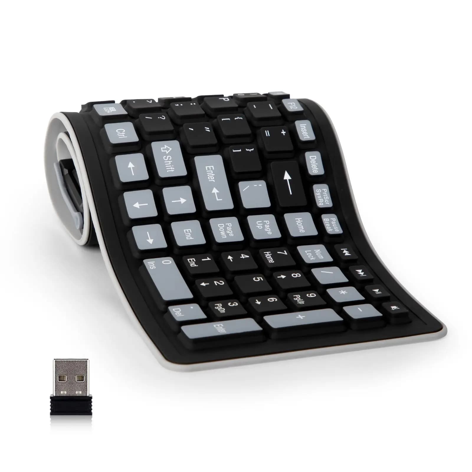 Clavier en Silicone sans fil, pliable, USB 2.4G, Flexible, étanche, mince, universel, silencieux, en