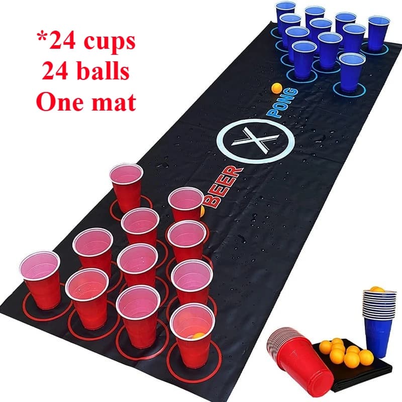 Tapis de Table de Pong de bière, jeux de boissons pour adultes, fête avec boules de Pong de bière, t